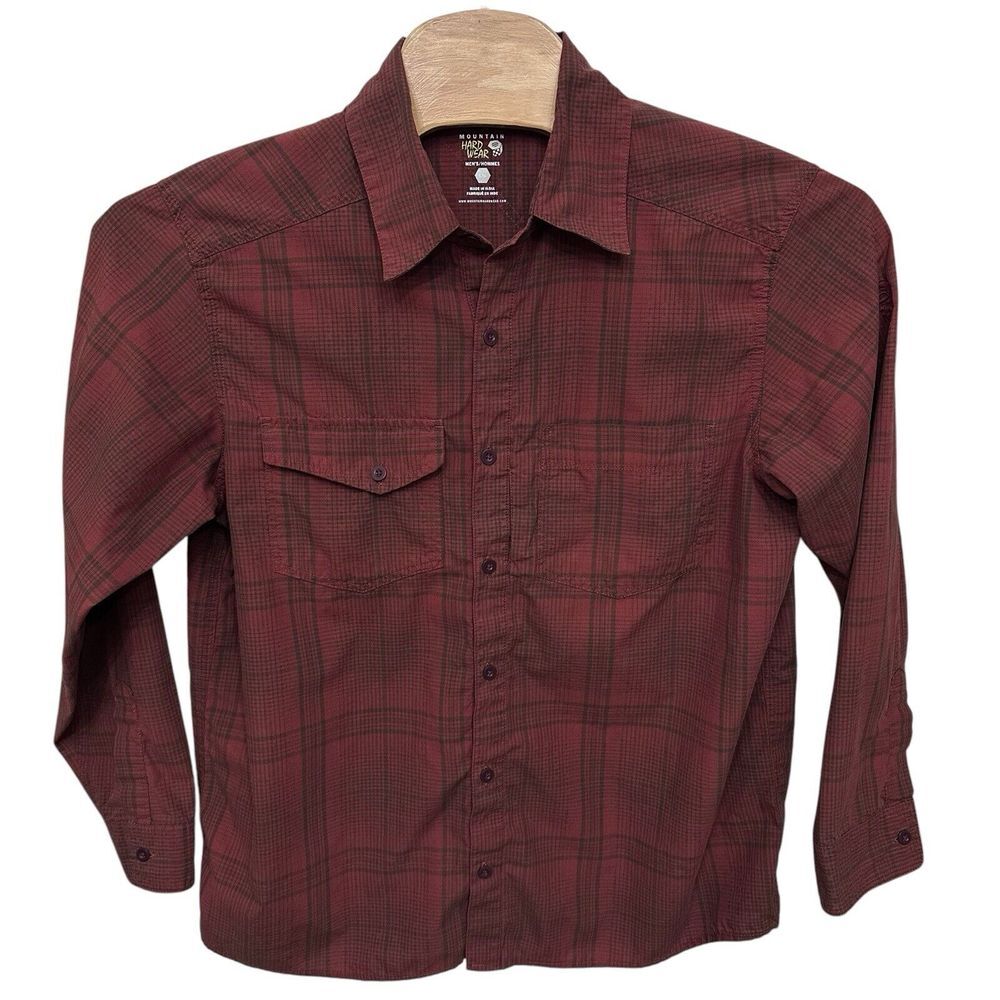 Mountain Hardwear Franklin Plaid Shirt Mens Large Brown Lightweight Outdoor Camp